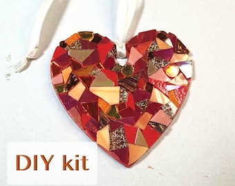 DIY mosaic kit for adults and children, DIY craft set for creating mosaic heart hanging, perfect diy gift set