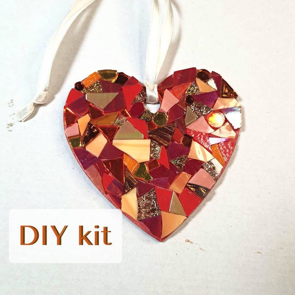 DIY mosaic kit for adults and children, DIY craft set for creating mosaic heart hanging, perfect diy gift set