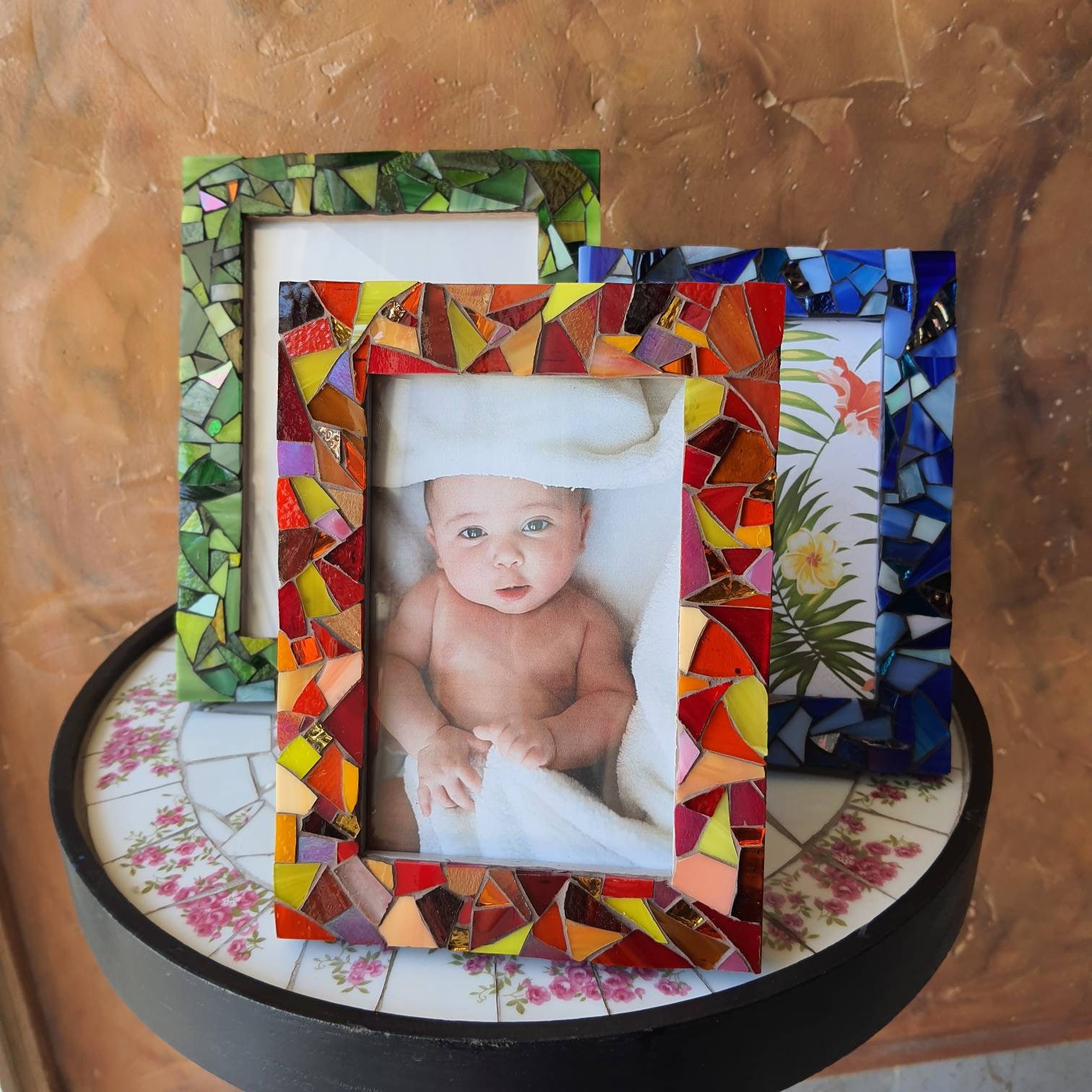 Blue Glass Mosaic Picture Frame – Mosaic Photo Frame for