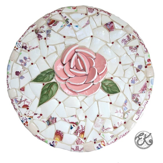 Panel decorativo de pared con mosaico de rosas de vajilla. Arte de mosaico 3D para colgar en la pared. Regalo perfecto para los amantes de la vajilla Etsy Espana