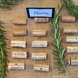 Wine Cork Place Card Holders/ Recycled Corks/ Wedding place card holders/ cork card holder rustic table decor/ table setting image 4