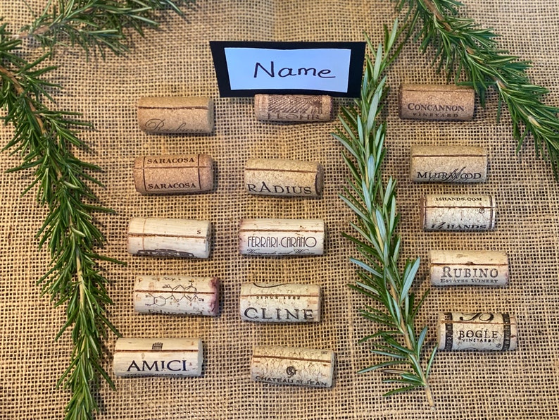 Wine Cork Place Card Holders/ Recycled Corks/ Wedding place card holders/ cork card holder rustic table decor/ table setting image 4