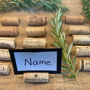 Wine Cork Place Card Holders/ Recycled Corks/ Wedding place card holders/ cork card holder rustic table decor/ table setting