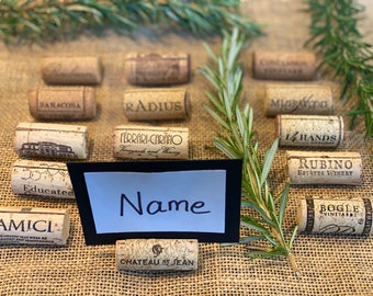 Wine Cork Place Card Holders/ Recycled Corks/ Wedding place card holders/ cork card holder rustic table decor/ table setting