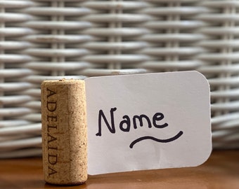 Wine Cork Place Card Holders/ Recycled Corks/ Wedding place card holders/ cork card holder rustic table decor/ table setting