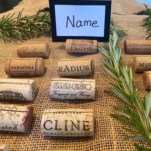 Wine Cork Place Card Holders/ Recycled Corks/ Wedding place card holders/ cork card holder rustic table decor/ table setting image 5