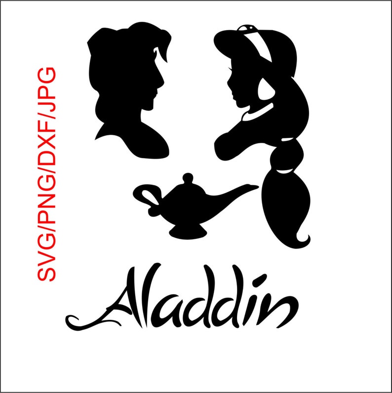 Download Aladdin and Jasmine Disney Silhouette SVG Cut File Digital ...