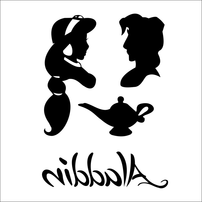 Download Aladdin and Jasmine Disney Silhouette SVG Cut File Digital | Etsy