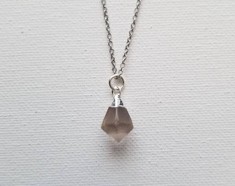 CS-DB Pendants 0.6 ct Square-Cut Smoky Quartz Silver Necklaces CS-DB Pendants 0.6 ct Square-Cut Smoky Quartz Silver Necklaces