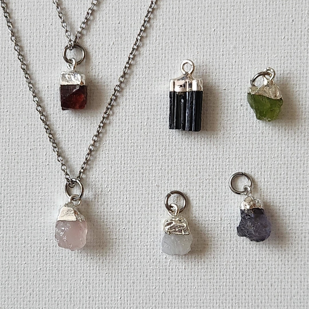 Lot of 6 Charms/dainty Tiny Raw Charms/healing Crystals/tourmaline