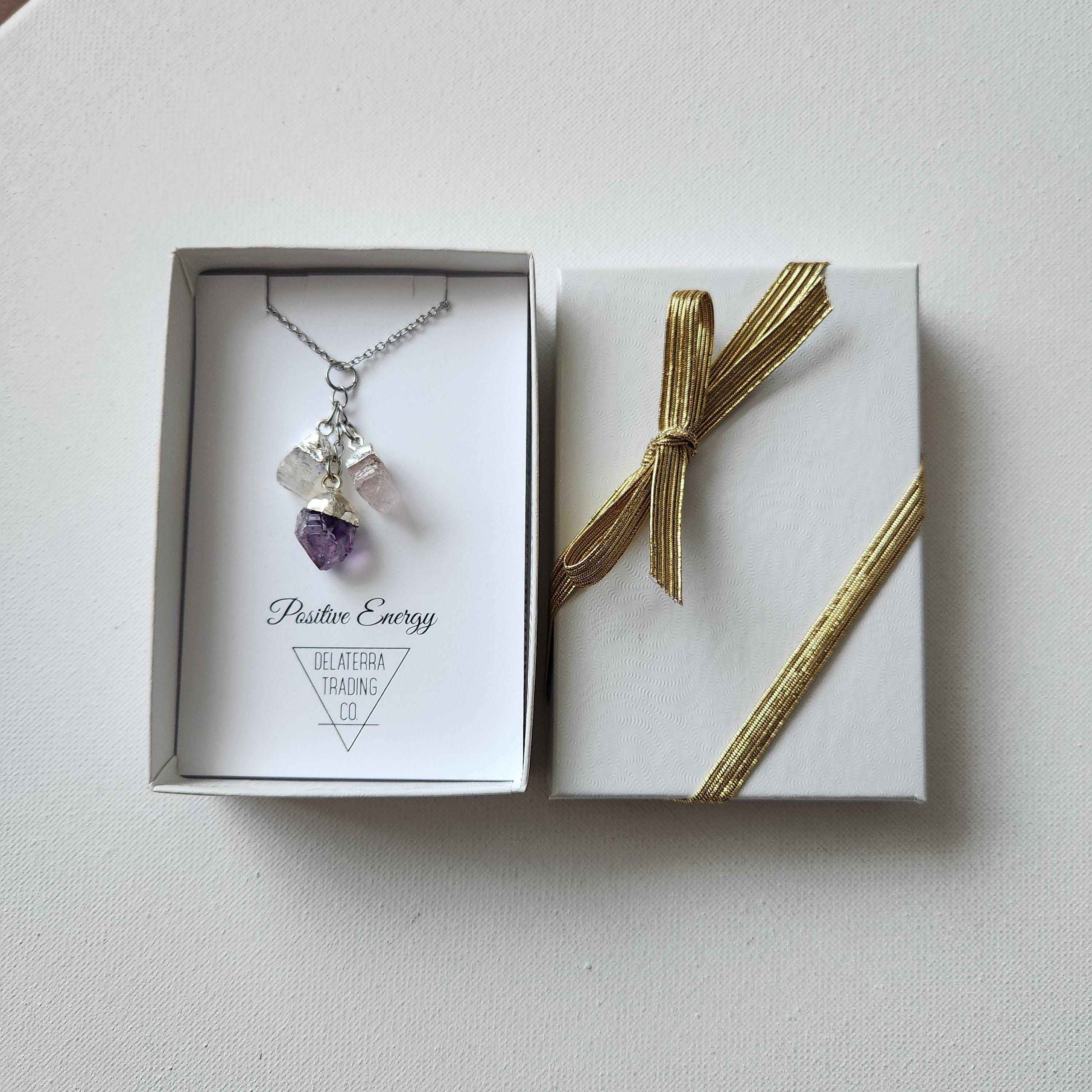 Triple Stone Pendant Necklace/MINI Rose Quartz Necklace
