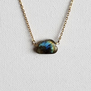 Mini  Labradorite Necklace Pendant/Cloud Labradorite Pendant/Healing Crystals/Natural Gemstones/Stainless Steel Chain Silver or Gold