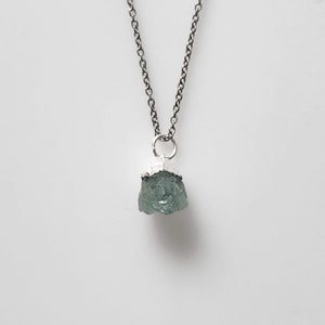 Raw Mini Aquamarine Necklace Pendant/Calming Energy Crystal Pendant/March Birthstone Necklace/Healing Crystal/Stainless Steel Chain
