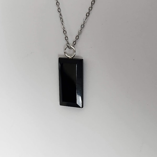 Obsidian Necklace/Protection Pendant / Stainless Steel Chain