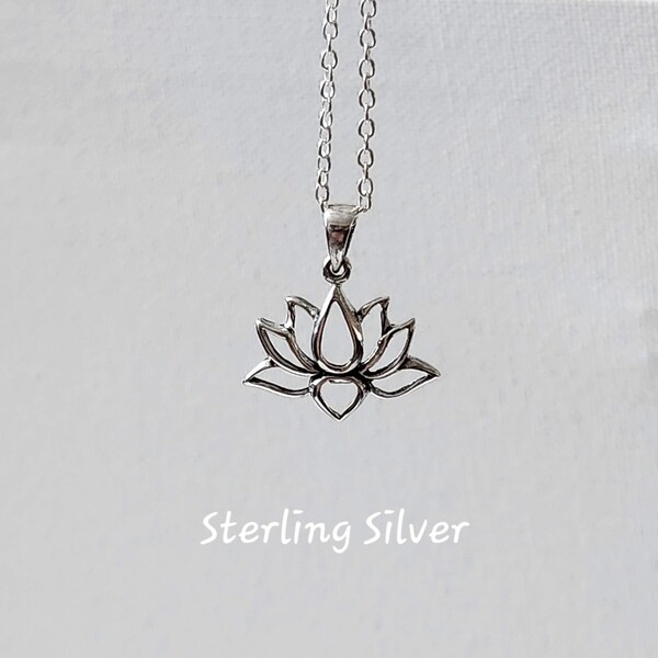 Sterling Silver Lotus Flower Necklace/Gift for Mom/Birthday Gift/Lotus Flower Pendant/925 Sterling Silver Charm/Christmas Present/Birthday