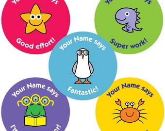 4 A4 Sheets of Teacher's Personalised Reward Stickers (140 stickers) Mixed Set 2