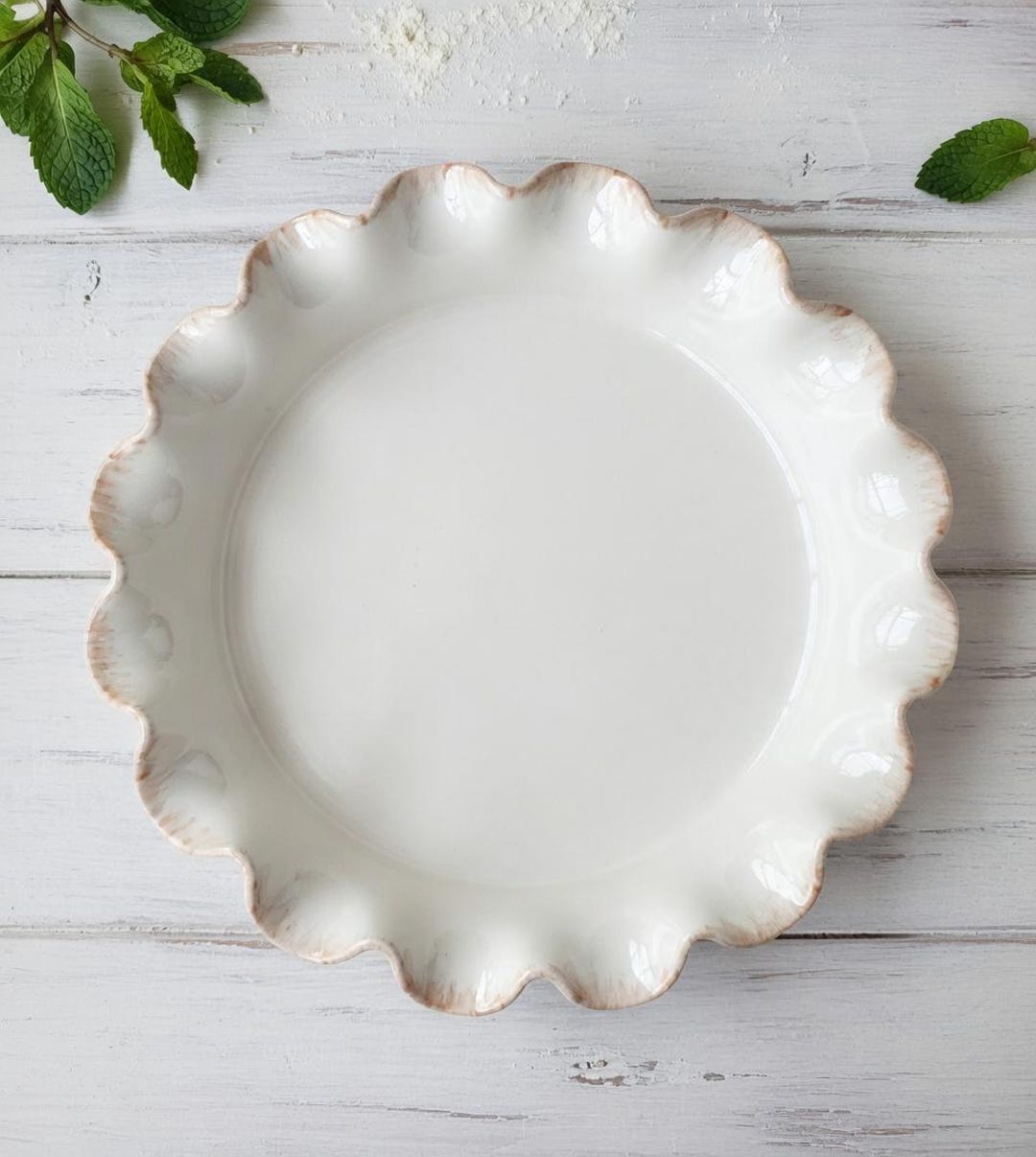Prima Design Prima Design White Scalloped Serving Bowl 10” | Modern Ceramic Dish ...