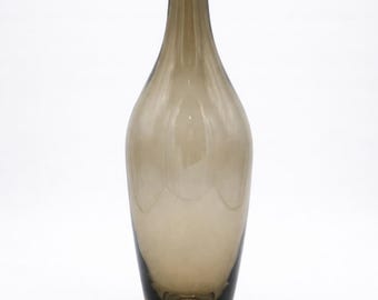 Tall Smoked Glass Vase 17.5” Minimalist Floor Vase, Modern Neutral Decor, MCM Style Bottle Vase, Elegant Home Accent