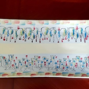 Antica Fornace Italy Serving Platter 18in, Hand Painted Wine Glass Tray, Large Italian Ceramic Serving Dish, Vintage Kitchen Decor