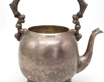 Vintage Silver Plated Teapot No Lid EPNS Ornate Handle Footed Teapot Not Sterling Decorative Tea Pot