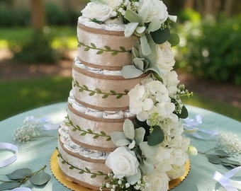 Neutral White Diaper Cake Baby Shower Centerpiece, Gender Neutral Baby Shower Decor, White Floral Diaper Cake Gift, Baby Boy Girl Shower