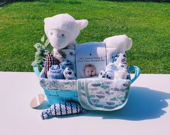 LAMB BABY BOY Gift Basket | Baby Gift Basket | Baby Shower Gift | Baby Boy Gift | Unique Baby Gift | New Baby Gift Basket | Baby Gift Set