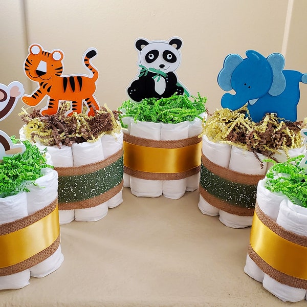 Jungle mini diaper cakes