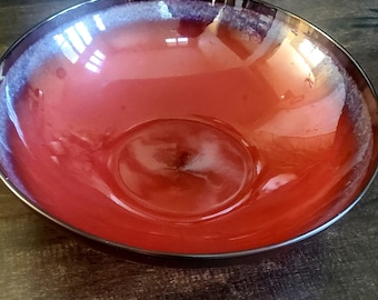 Large Stoneware Serving Bowl – Over and Back Brasserie – Red Black Glazed Bowl – Modern Kitchen Decor – 12 Inch