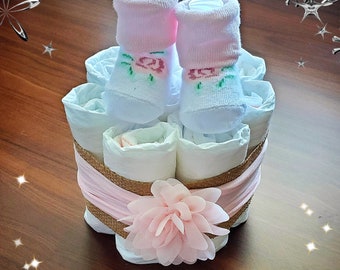 LITTLE PRINCESS MINI Diaper Cake | Baby Shower Gift | Baby Shower Centerpiece Decoration | Baby Shower New Mom Unique Gifts | Baby Shower