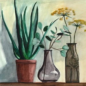 Impression/cartes de plantes et de vases