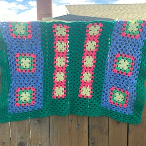 hand knit bright color afghan small lap throw