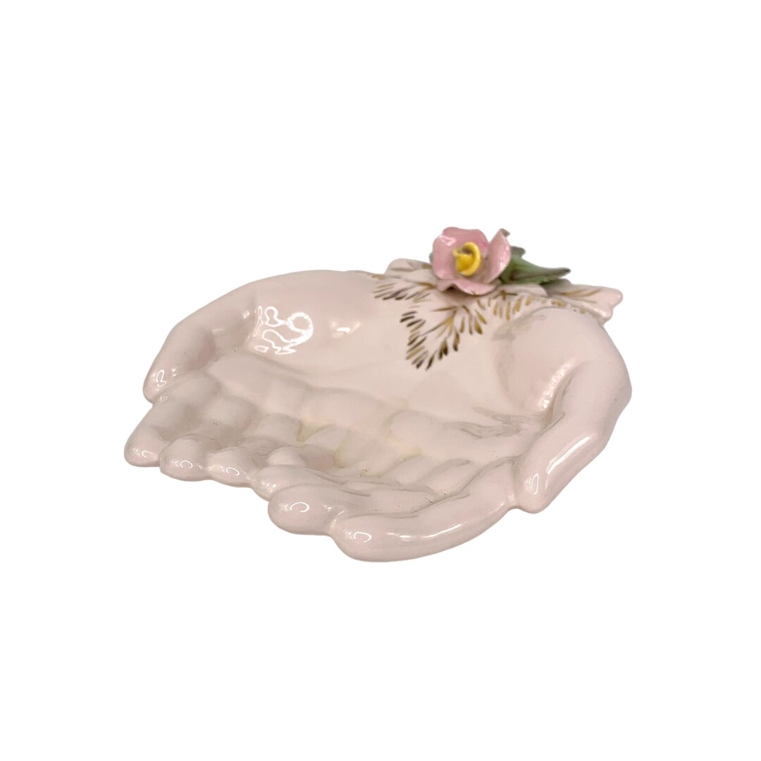 Pale Pink Holding Hands Trinket Ring Dish With Roses - Etsy