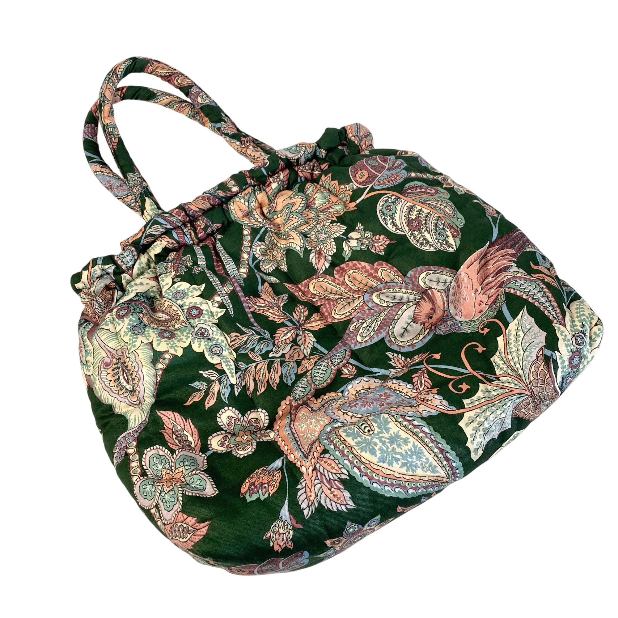 Large Paisley Puffer Quilted Cotton Tote Vintage Granny Core Sewing Knitting Bag