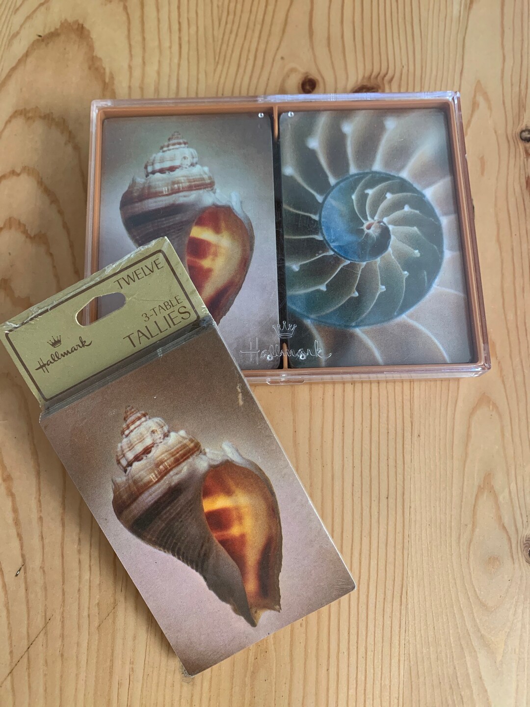 Two Sets Seashell Playing Cards and Bridge Tally NOS Vintage Etsy Canada