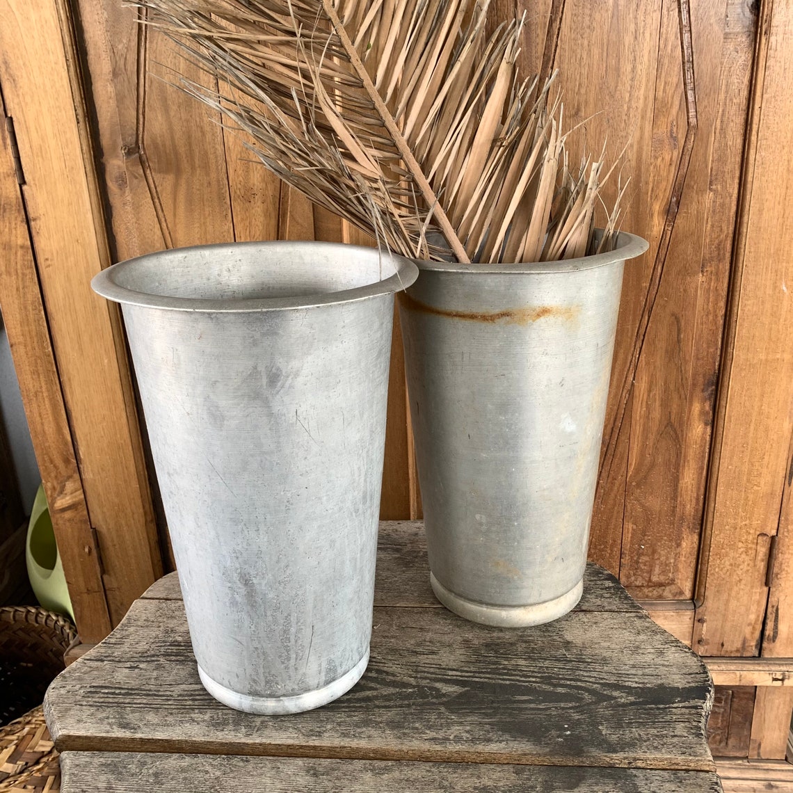Single zinc florist bucket 13 tall galvanized metal vintage Etsy