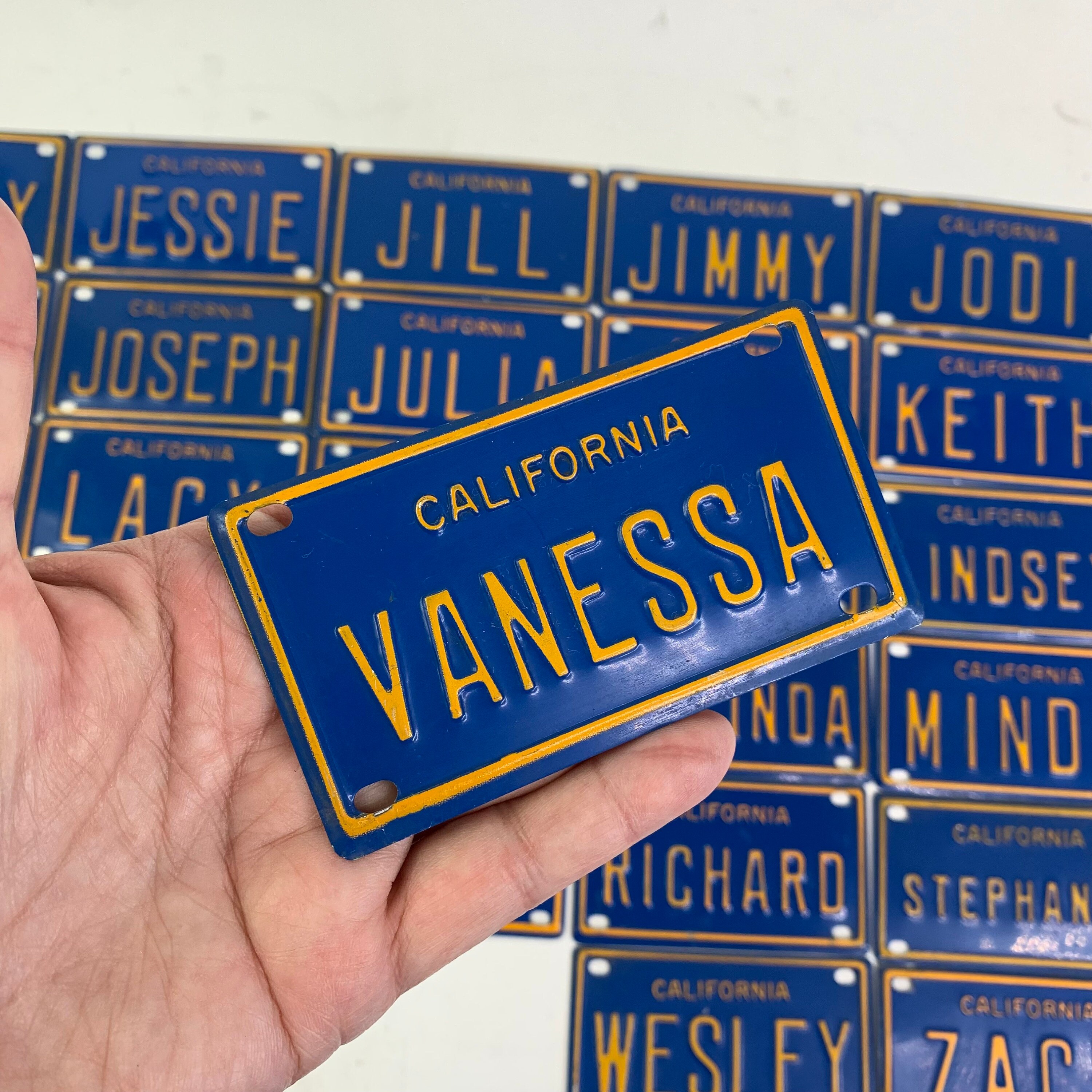 1970's California Mini Metal Name Bike / Pedal Car License Plate Sign Tag - Foto 9