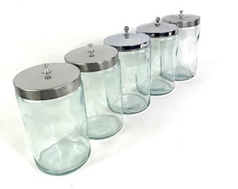 Choice: Vintage Glass Medical Jars With Chrome Lid Apothecary Storage Set  for Tongue Depressors, Cotton, Applicators - Etsy