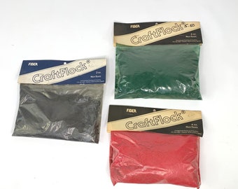 Vintage Craft Flock Flocking Powder Fiber 4 0z Bag Green Black or Red
