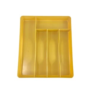 Large Harvest Gold drawer organizer plastic silverware storage kitchen office