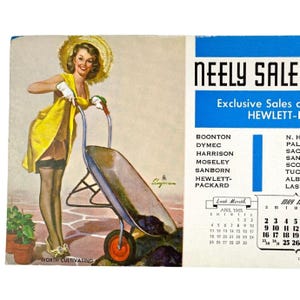 Worth Cultivating Elvgren Pinup Girl Calendar Ink Blotter Ad Card May 1965