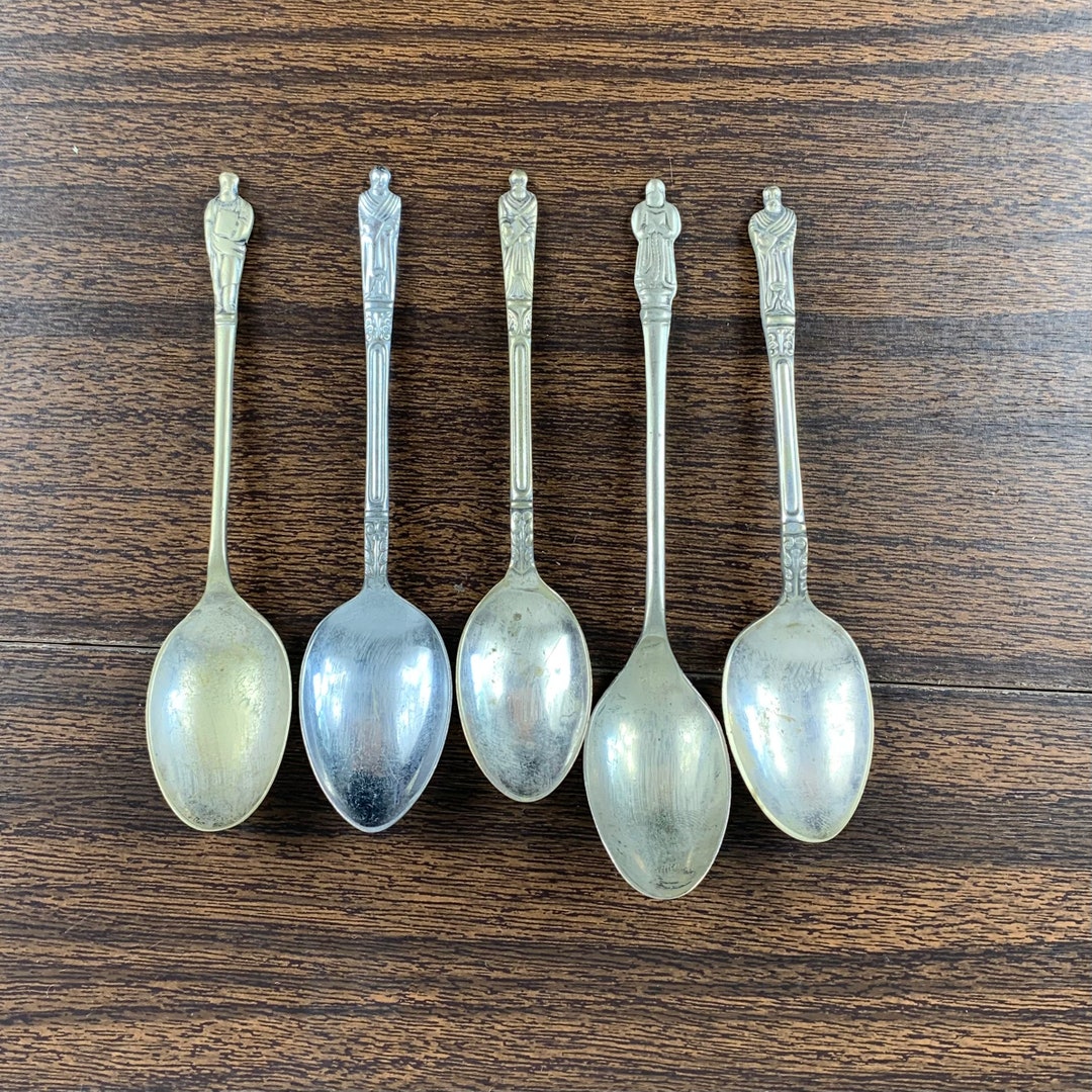 Demitasse Apostle Teaspoons Antique EPNS Chromiium Etsy