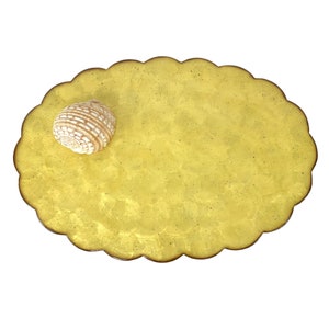 Large Capiz Shell Oval Placemat Cork Backed Trivet Philippines 18x13