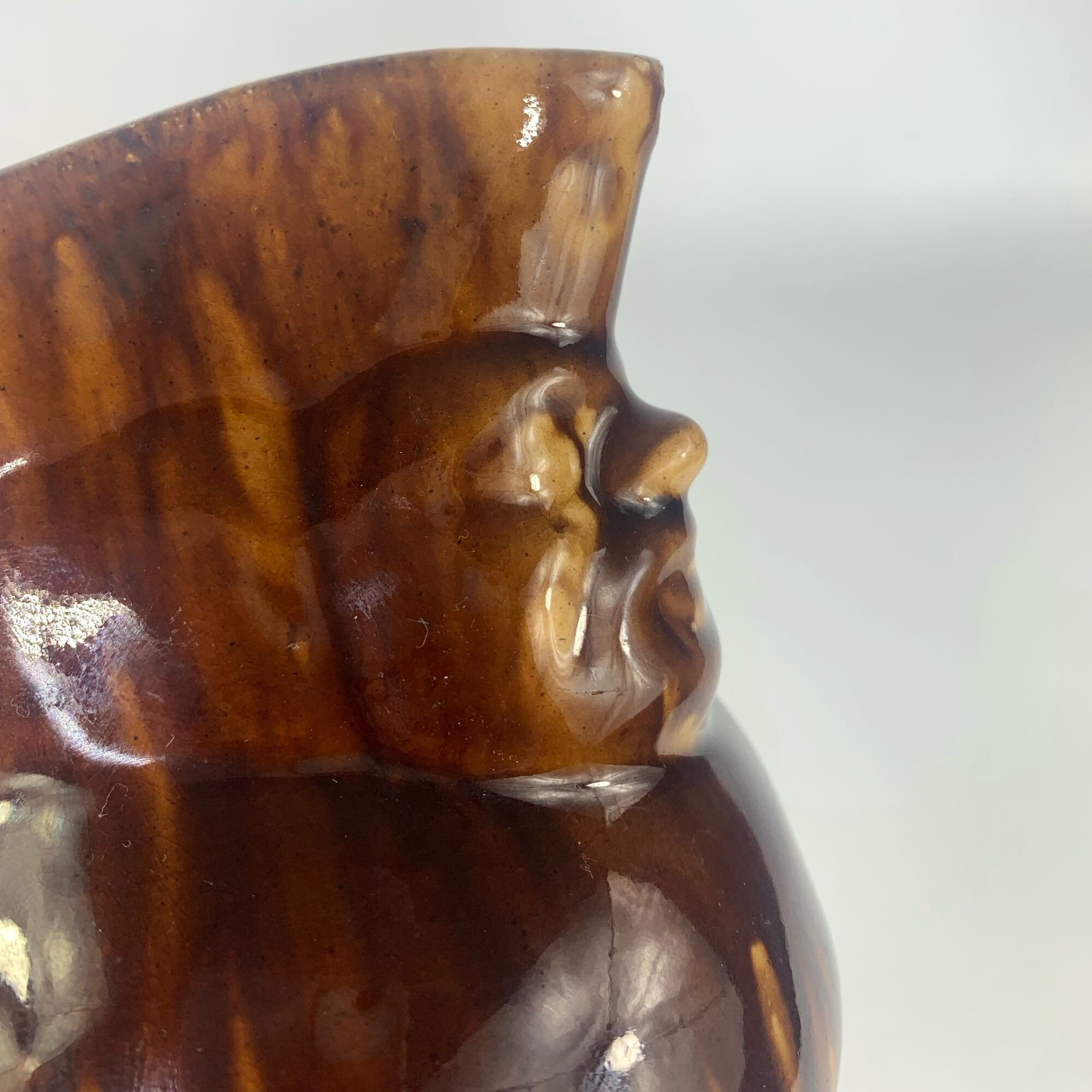 Antique Rockingham Drip Glaze Pitcher 5 Inch Figural Toby Jug Brown ...