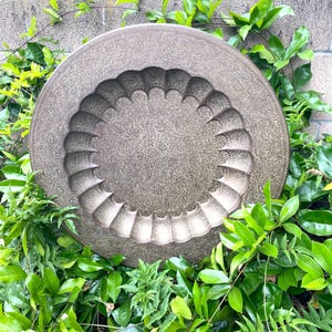 BIG 23 in Etched Brass Decorative Tray Flowers Scalloped Platter Wall Hanging