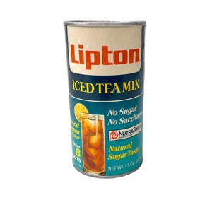 Lattina Lipton Iced Tea Mix con linguetta a strappo, sigillata, anni &#39;80, NutraSweet Lemon