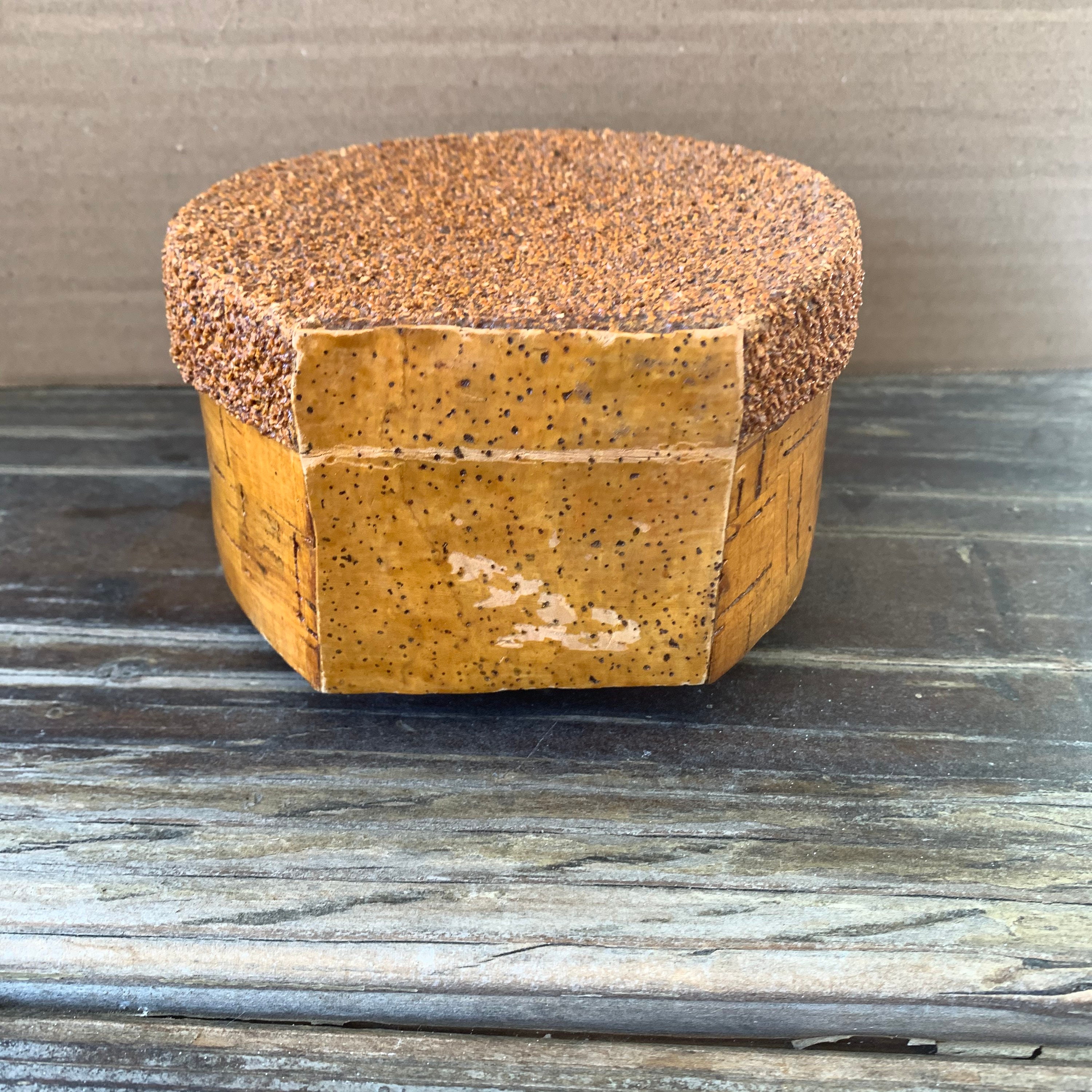 Vintage cork jewelry box handmade Portuguese wood hinged lid Etsy