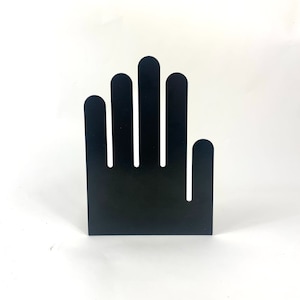 Black Hand Silhouette Metal Bookend Thin Library Style Pop Art