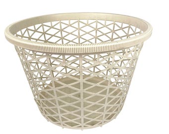 Beige vintage wasmand Action Industries ronde plastic opberger