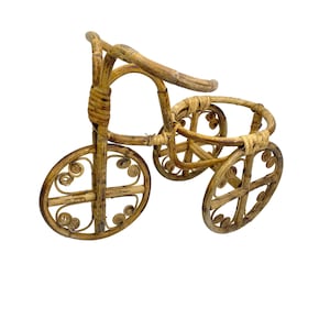 Decorative Bamboo Tricycle Plant Holder boho rattan decor