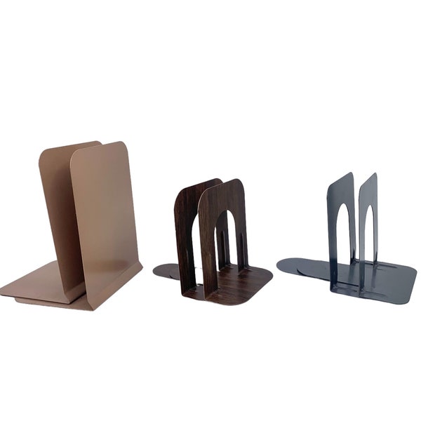 Sheet Metal Bookends Thin Library Style Book Ends Your Choice Gray Beige Brown